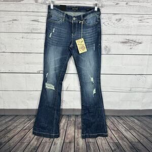 Dear John Womens Jean 26 Backstage Flare Midrise Casual Pockets Stretch NWT